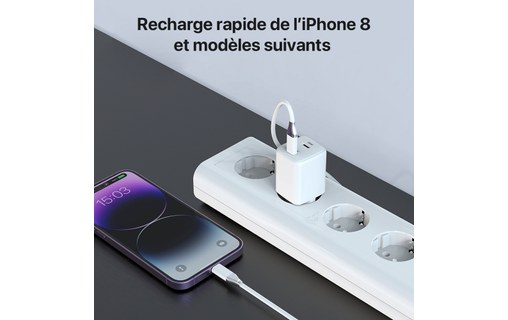 Chargeur 2 x USB-C 35 W Novodio C-Charge 35 GaN Blanc - Pour Mac, iPhone et iPad