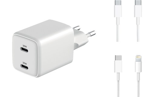 Chargeur 2 x USB-C 35W + 2 x Câbles - Novodio C-Charge 35W GaN