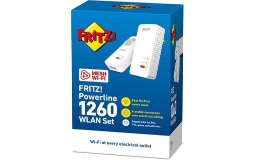 Pack de 2 CPL WiFi 5 FRITZ! Powerline 1260E WLAN Set - 1200 Mbit/s