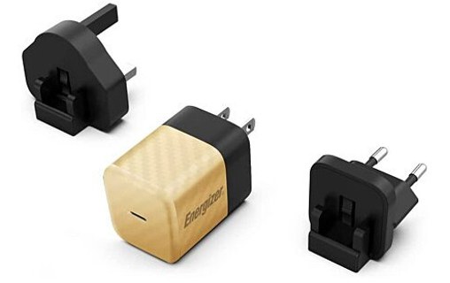 Chargeur mural international ENERGIZER USB-C 20W 4A Noir et Or