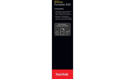 SanDisk Extreme Portable 500 Go - Gris, Orange - SSD externe 2,5" USB-C