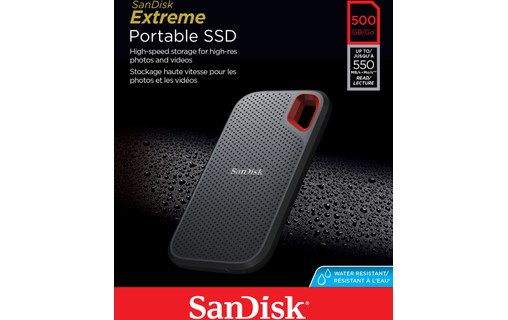 SanDisk Extreme Portable 500 Go - Gris, Orange - SSD externe 2,5" USB-C