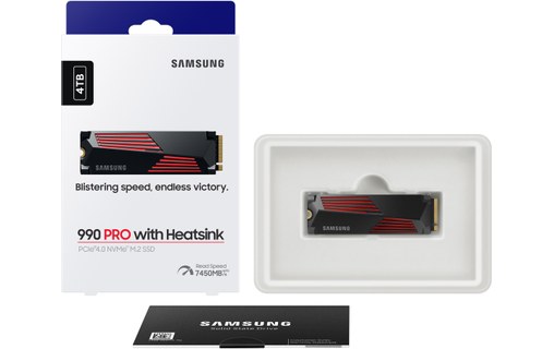 Samsung 990 PRO 4 To - SSD M.2 2280 NVMe PCIe 4.0 avec dissipateur