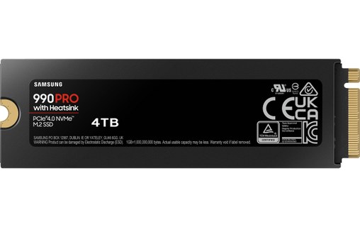 Samsung 990 PRO 4 To - SSD M.2 2280 NVMe PCIe 4.0 avec dissipateur