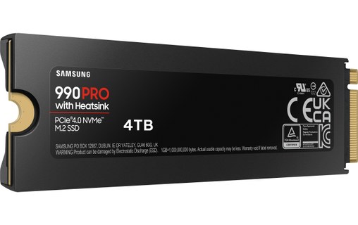 Samsung 990 PRO 4 To - SSD M.2 2280 NVMe PCIe 4.0 avec dissipateur