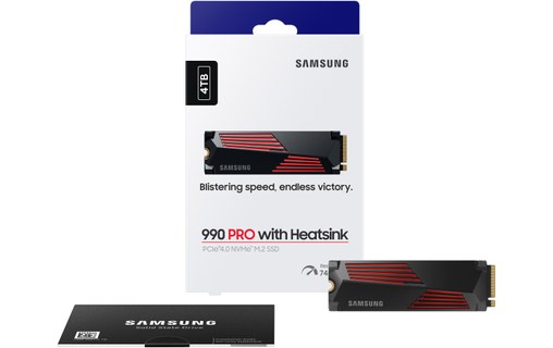 Samsung 990 PRO 4 To - SSD M.2 2280 NVMe PCIe 4.0 avec dissipateur