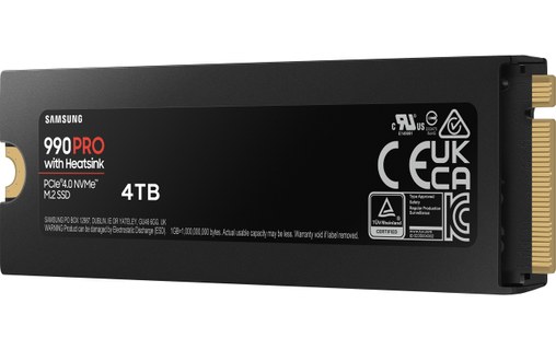 Samsung 990 PRO 4 To - SSD M.2 2280 NVMe PCIe 4.0 avec dissipateur