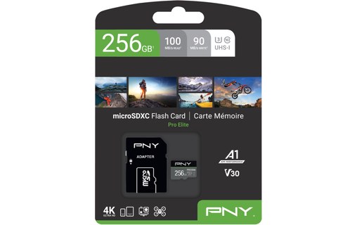 Carte microSDXC PNY PRO Elite 256 Go avec adaptateur SD, UHS-I