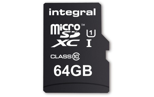 Carte microSDXC Integral INMSDX64G10-90SPTAB 64 Go avec adaptateur SD, UHS-I