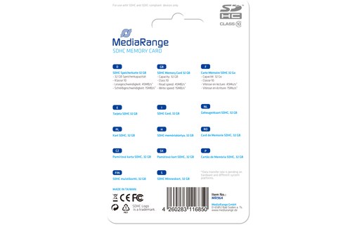 Carte SDHC MediaRange MR964 32 Go