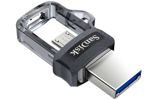 Clé USB SanDisk Ultra Dual M3.0 32 Go - Argent, Noir, Transparent - USB 3.2