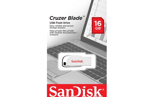 Clé USB SanDisk Cruzer Blade 16 Go - Blanc - USB 2.0