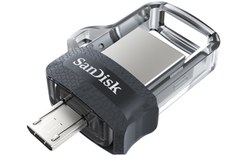 Clé USB SanDisk Ultra Dual M3.0 128 Go - Argent, Noir, Transparent - USB 3.2