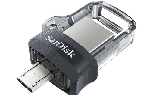 Clé USB SanDisk Ultra Dual M3.0 32 Go - Argent, Noir, Transparent - USB 3.2