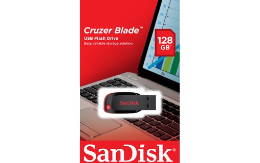 Clé USB SanDisk Cruzer Blade 128 Go - Noir, Rouge - USB 2.0