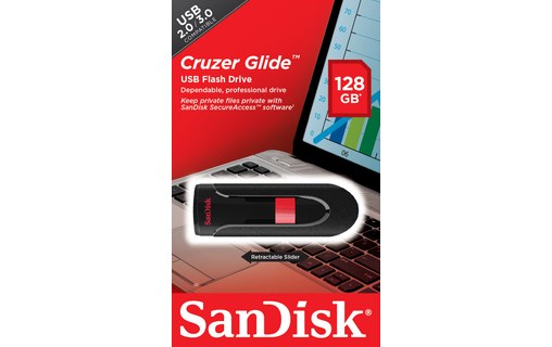 Clé USB SanDisk Cruzer Glide 128 Go - Noir, Rouge - USB 2.0
