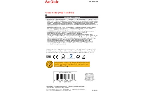 Clé USB SanDisk Cruzer Glide 128 Go - Noir, Rouge - USB 2.0