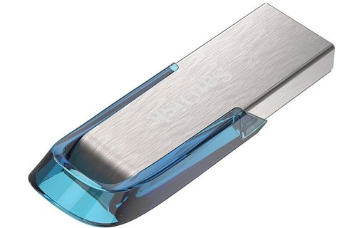 Clé USB SanDisk Ultra Flair 64 Go - Argent, Bleu - USB 3.2