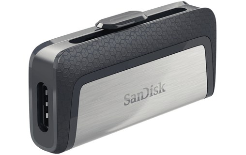 Clé USB-C et USB-A SanDisk Ultra Dual Drive 256 Go - Argent, Gris - USB 3.2