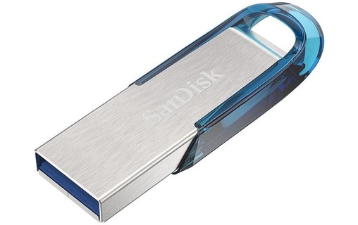 Clé USB SanDisk Ultra Flair 64 Go - Argent, Bleu - USB 3.2