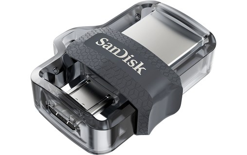 Clé USB SanDisk Ultra Dual M3.0 32 Go - Argent, Noir, Transparent - USB 3.2
