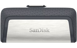Clé USB-C et USB-A SanDisk Ultra Dual Drive 256 Go - Argent, Gris - USB 3.2