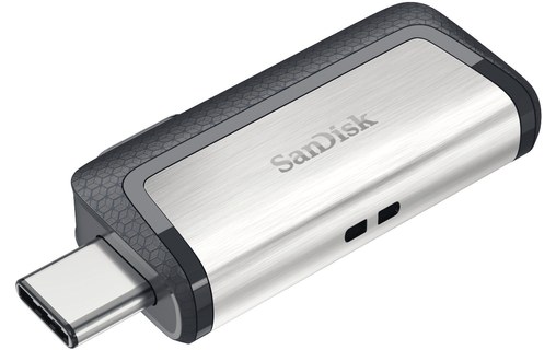 Clé USB-C et USB-A SanDisk Ultra Dual Drive 256 Go - Argent, Gris - USB 3.2