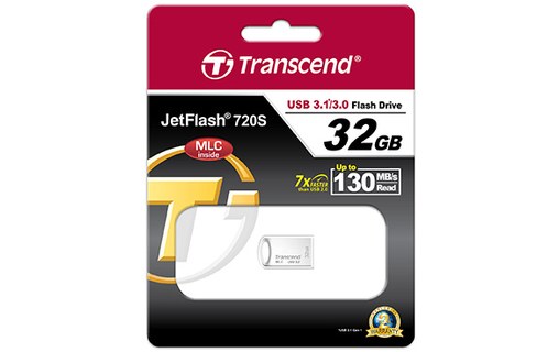 Clé USB Transcend JetFlash 720 32 Go - Argent - USB 3.2