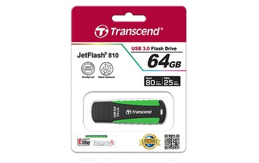 Clé USB Transcend JetFlash 810 64 Go - Noir, Vert - USB 3.2