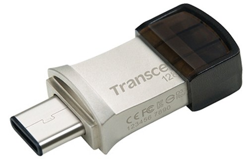 Clé USB-C et USB-A Transcend JetFlash 890 128 Go - Argent, Noir - USB 3.2