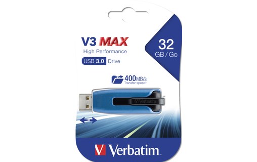 Clé USB Verbatim Store 'n' Go V3 Max 32 Go - Bleu - USB 3.2