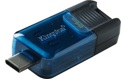 Clé USB-C Kingston DataTraveler 80 M 64 Go - Bleu, Noir - USB 3.2