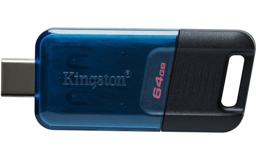 Clé USB-C Kingston DataTraveler 80 M 64 Go - Bleu, Noir - USB 3.2