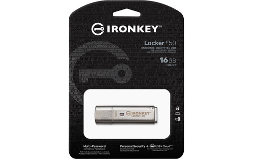 Clé USB Kingston IronKey Locker+ 50 16 Go - Argent - USB 3.2