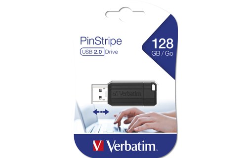 Clé USB Verbatim PinStripe 128 Go - Noir - USB 2.0