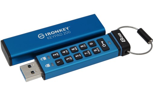 Clé USB Kingston IronKey Keypad 200 8 Go - Bleu - USB 3.2