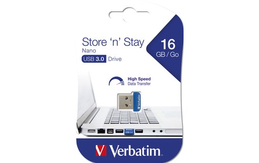 Clé USB Verbatim Store 'n' Stay Nano 16 Go - Bleu - USB 2.0