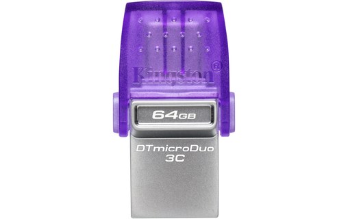 Clé USB-C & USB-A Kingston DataTraveler microDuo 3C G3 64 Go - Violet - USB 3.2