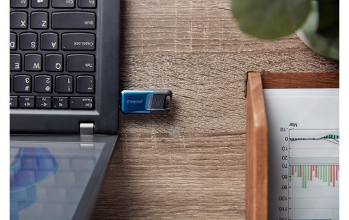 Clé USB-C Kingston DataTraveler 80 M 256 Go - Bleu, Noir - USB 3.2