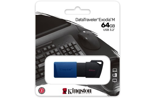 Clé USB Kingston DataTraveler Exodia M 64 Go - Bleu, Noir - USB 3.2