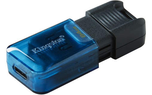 Clé USB-C Kingston DataTraveler 80 M 64 Go - Bleu, Noir - USB 3.2