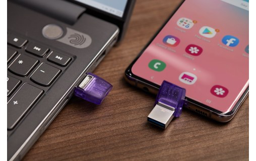 Clé USB-C & USB-A Kingston DataTraveler microDuo 3C G3 256 Go - Violet - USB 3.2
