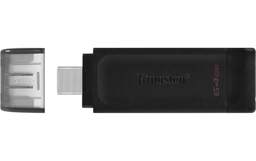 Clé USB-C Kingston DataTraveler 70 64 Go - Noir - USB 3.2