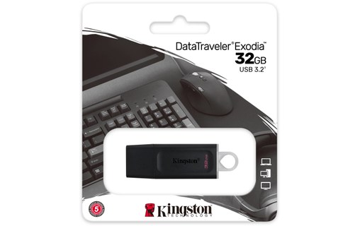 Clé USB Kingston DataTraveler Exodia 32 Go - Noir - USB 3.2