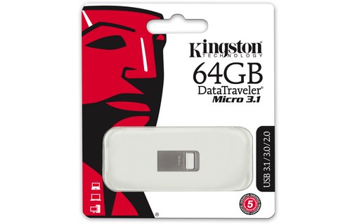 Clé USB Kingston DataTraveler Micro 64 Go - Métal - USB 3.2