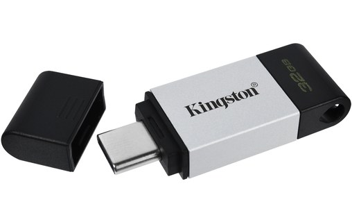 Clé USB-C Kingston DataTraveler 80 32 Go - Argent, Noir - USB 3.2
