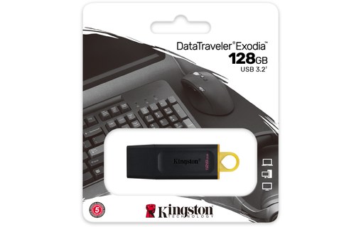 Clé USB Kingston DataTraveler Exodia 128 Go - Noir, Jaune - USB 3.2