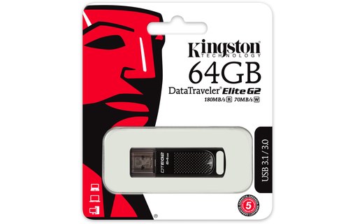 Clé USB Kingston DataTraveler Elite G2 64 Go - Noir - USB 3.2