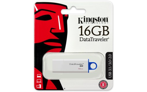 Clé USB Kingston DataTraveler G4 16 Go - Blanc, Bleu - USB 3.2