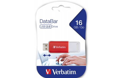 Clé USB Verbatim V DataBar 16 Go - Rouge - USB 2.0